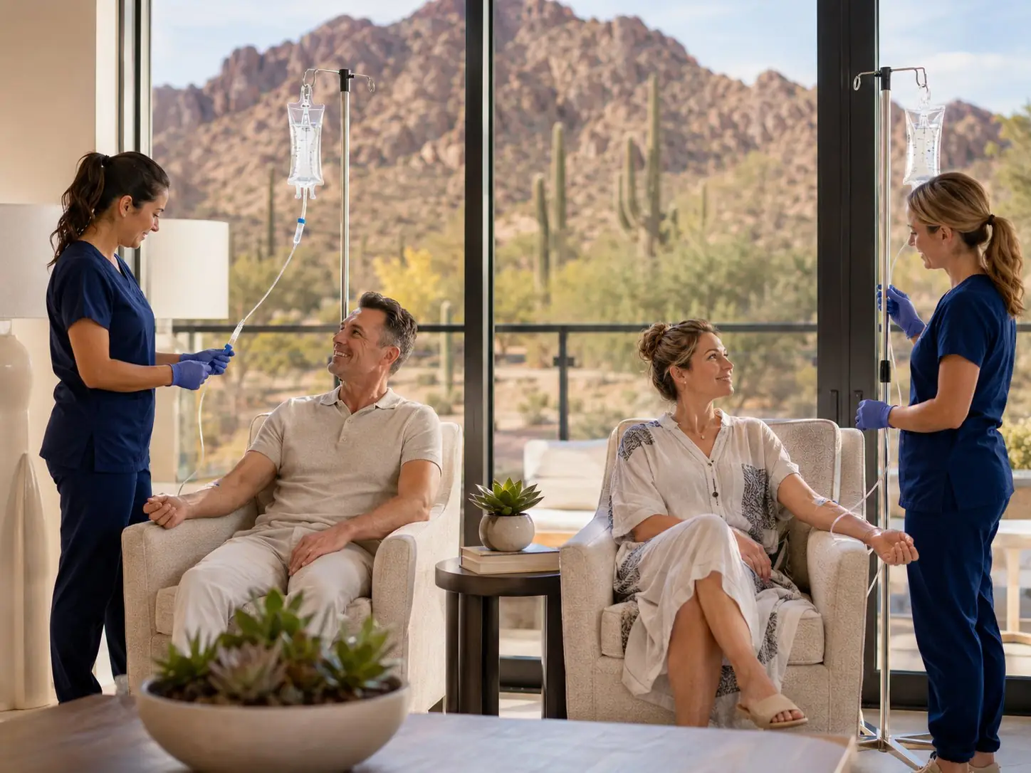 Licensed RN administering IV therapy in Mesa, Arizona