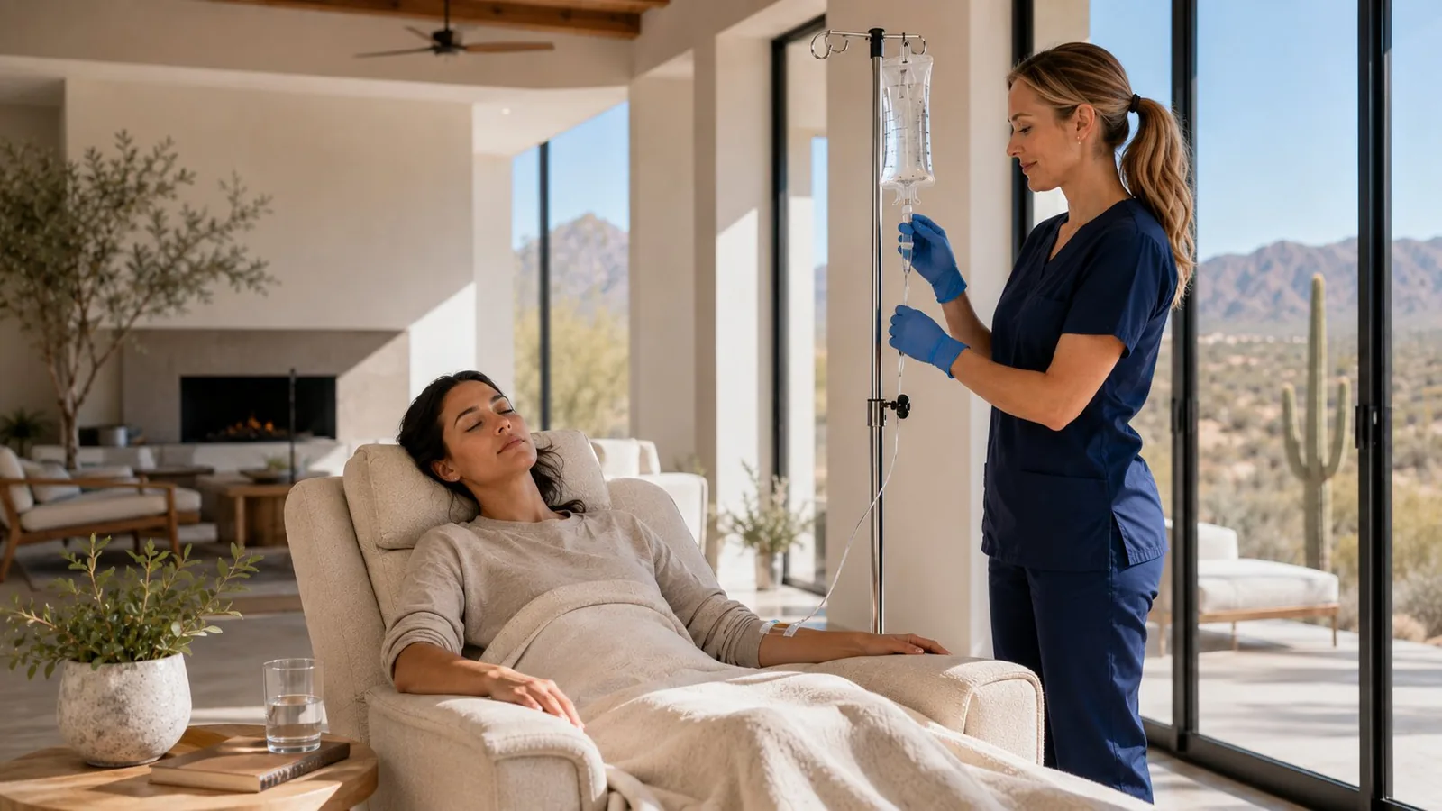 Licensed RN administering IV therapy in Mesa, Arizona